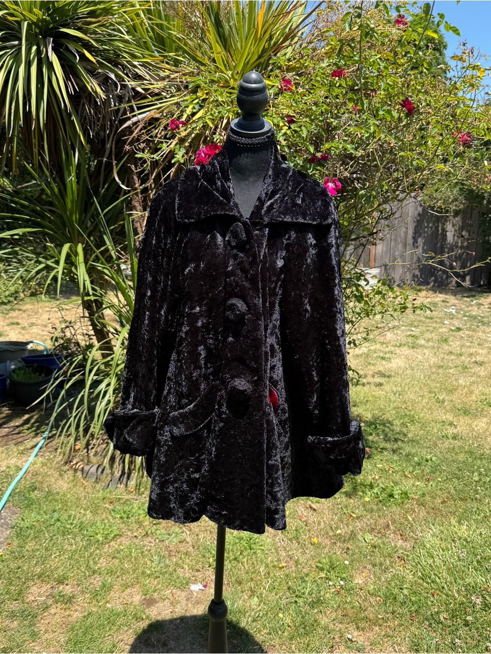 Plush Black Teddy Jacket with Oversized Buttons - Women Jackets & Coats